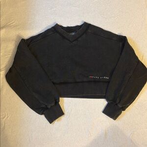 Black Cropped Free People x Pure Barre Sweatshirt